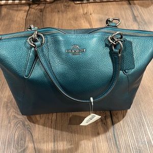 Dark Teal Coach Purse- Kelseye (New with tag)